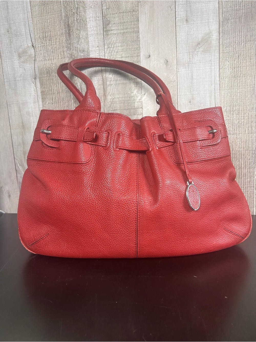 Red Pebbled Leather Tote Handbag - Stylish Everyday Carry CNKW Oversized Purse
